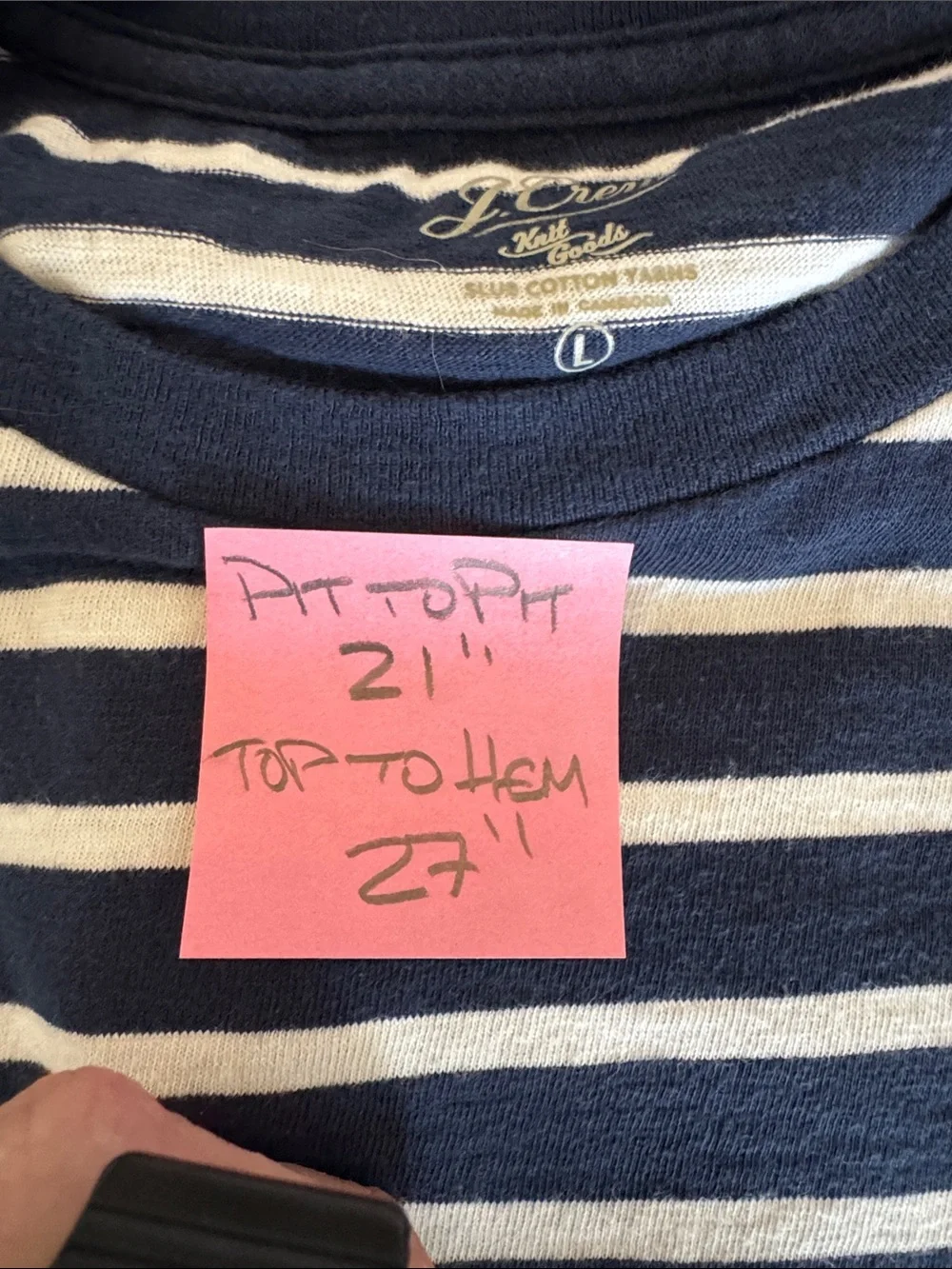 J. Crew Navy & White Stripe Crewneck T-Shirt Lar